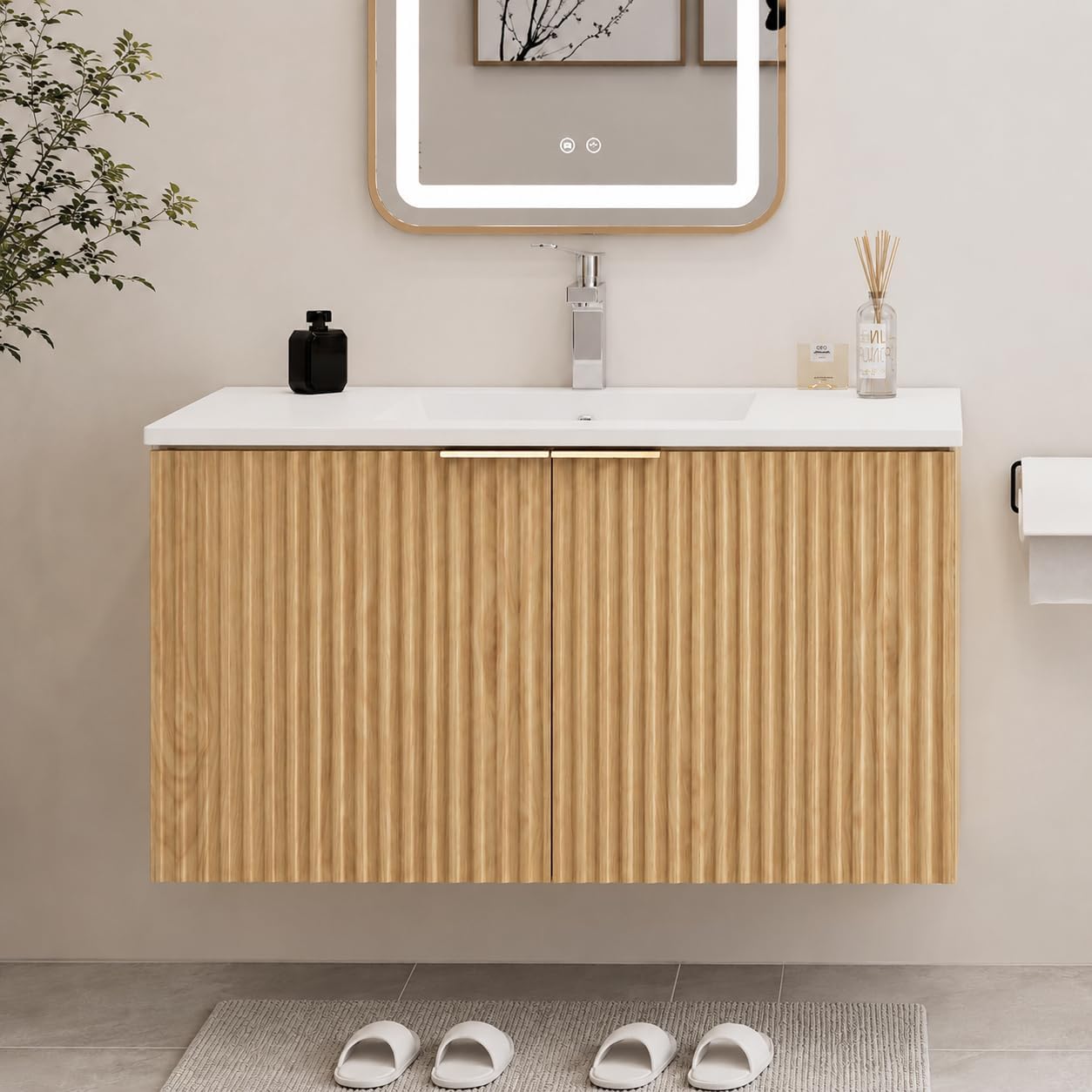 Home Bathroom Cabinets - Mobile bagno moderno sospeso con ante