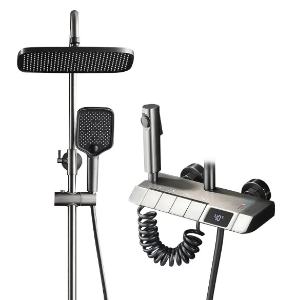 Home And Bathroom - Set doccia per pianoforte grigio con