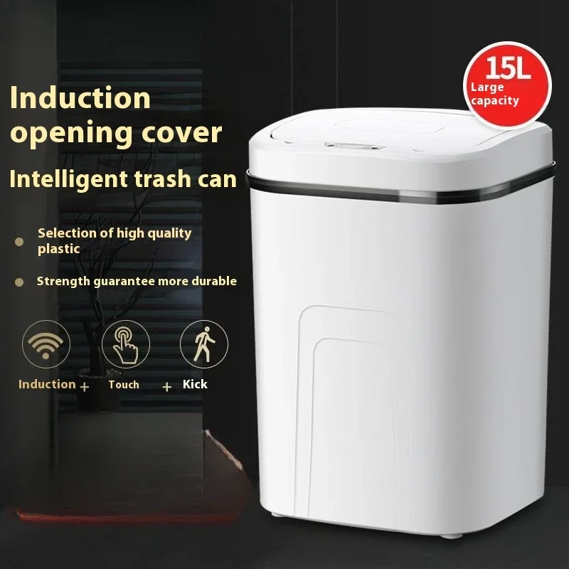 Home Bathroom Trash Can - 15L Intelligente Pattumiera Sensore Automatico Pattumiera