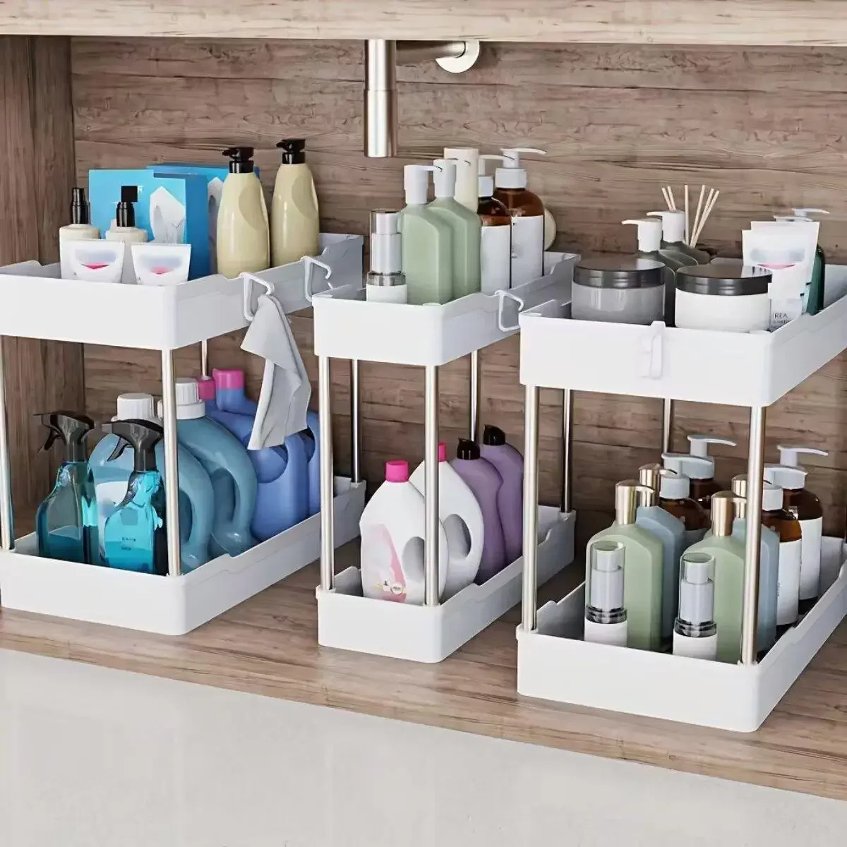 Home Bathroom Cabinets - Set da 3 Pezzi: Organizzatore Sottolavello