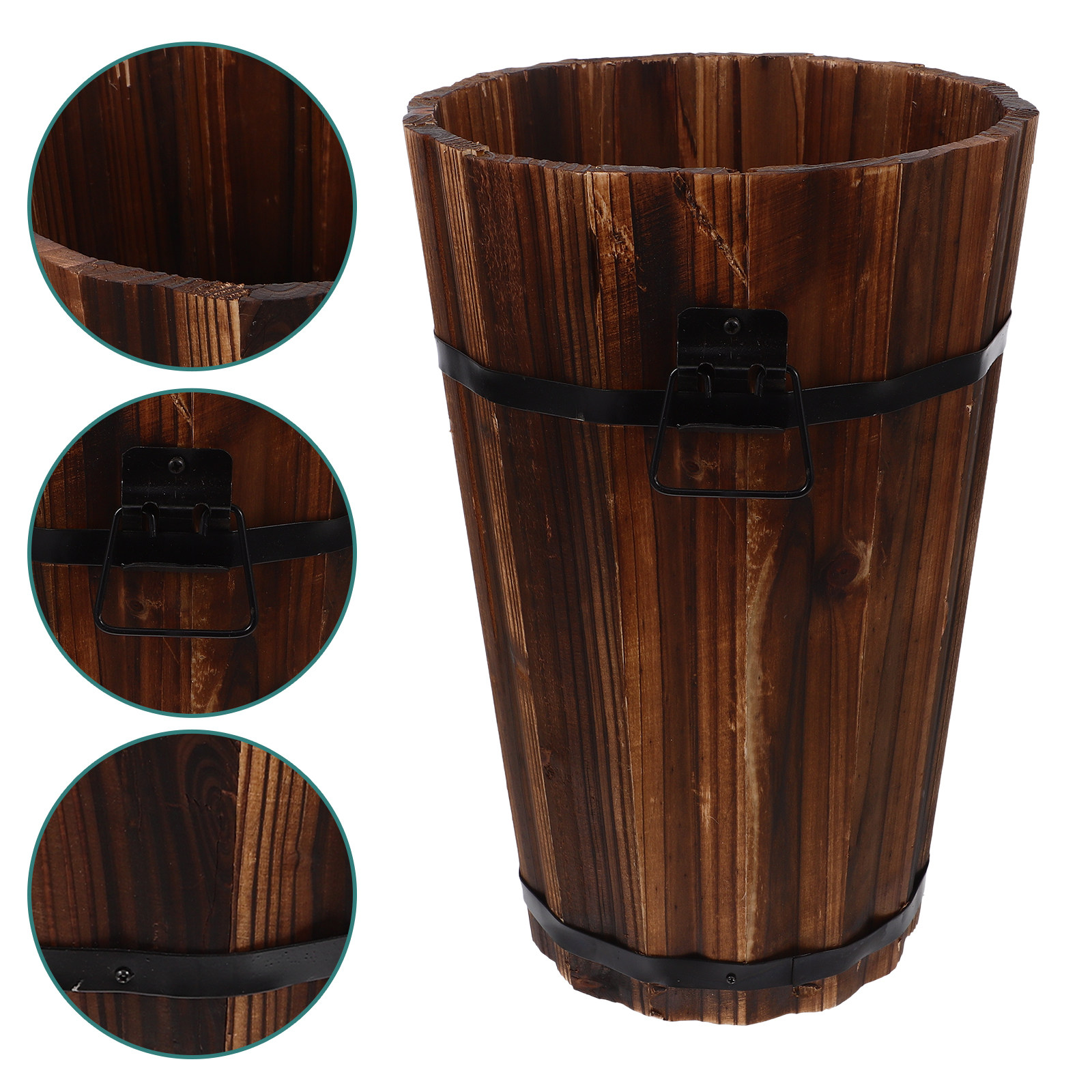 Home Bathroom Trash Can - Cestino per Rifiuti in Legno Rotondo