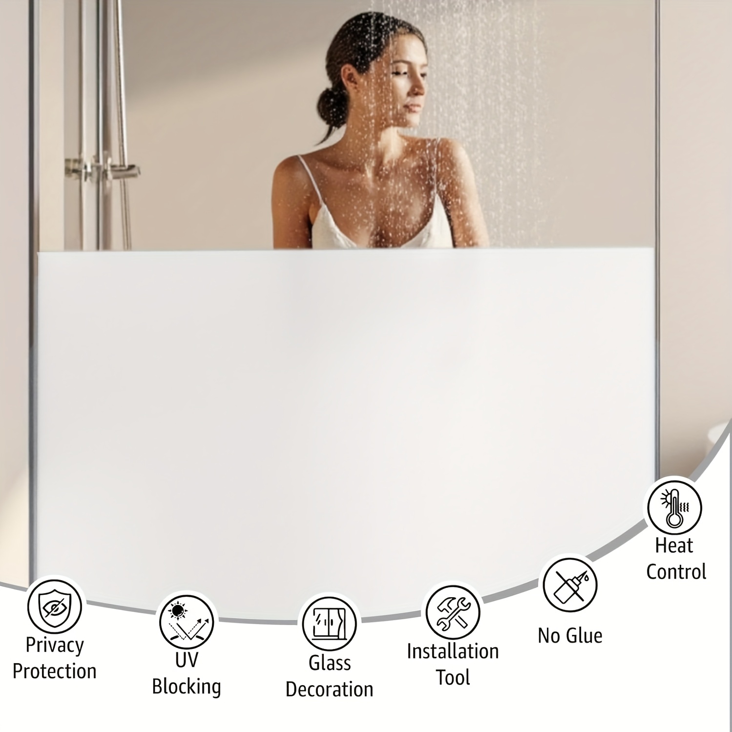 Home Bathroom Glass - Pellicola per Finestre Bianca Satinata per