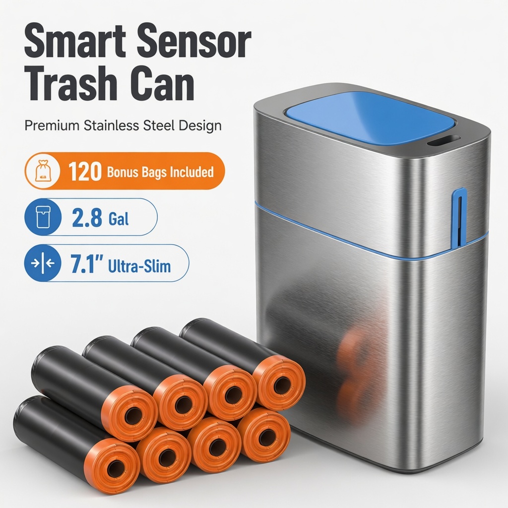 Home Bathroom Trash Can - Joybos Cestino Intelligente Premium in Acciaio