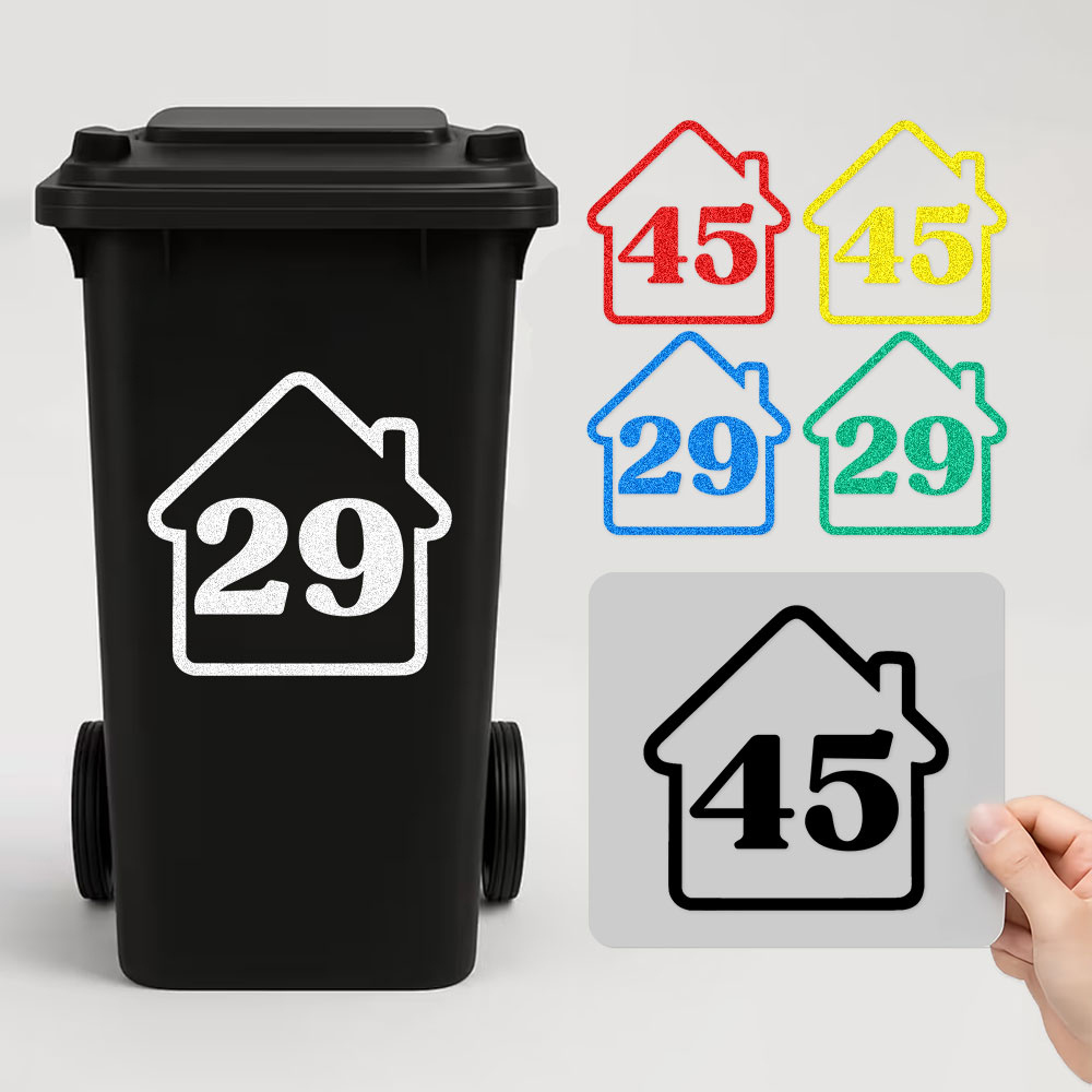 Home Bathroom Trash Can - Set di 3 Adesivi Riflettenti Personalizzati