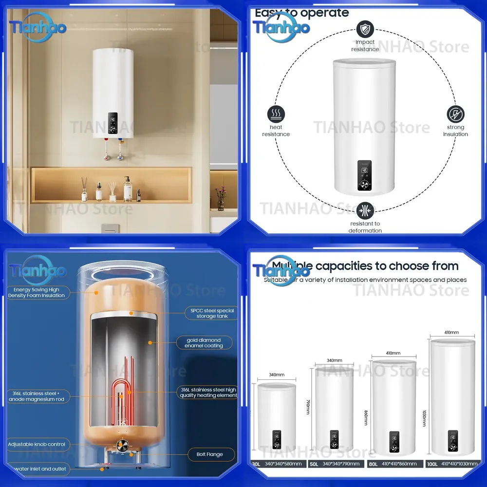 Home Bathroom Geyser - Scaldabagno Elettrico da 30L 50L 80L