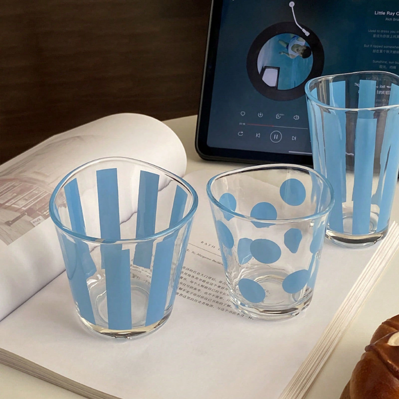 Tazza di vetro a righe retrò a - Yamazaki Home Bathroom Storage recensione e prezzo