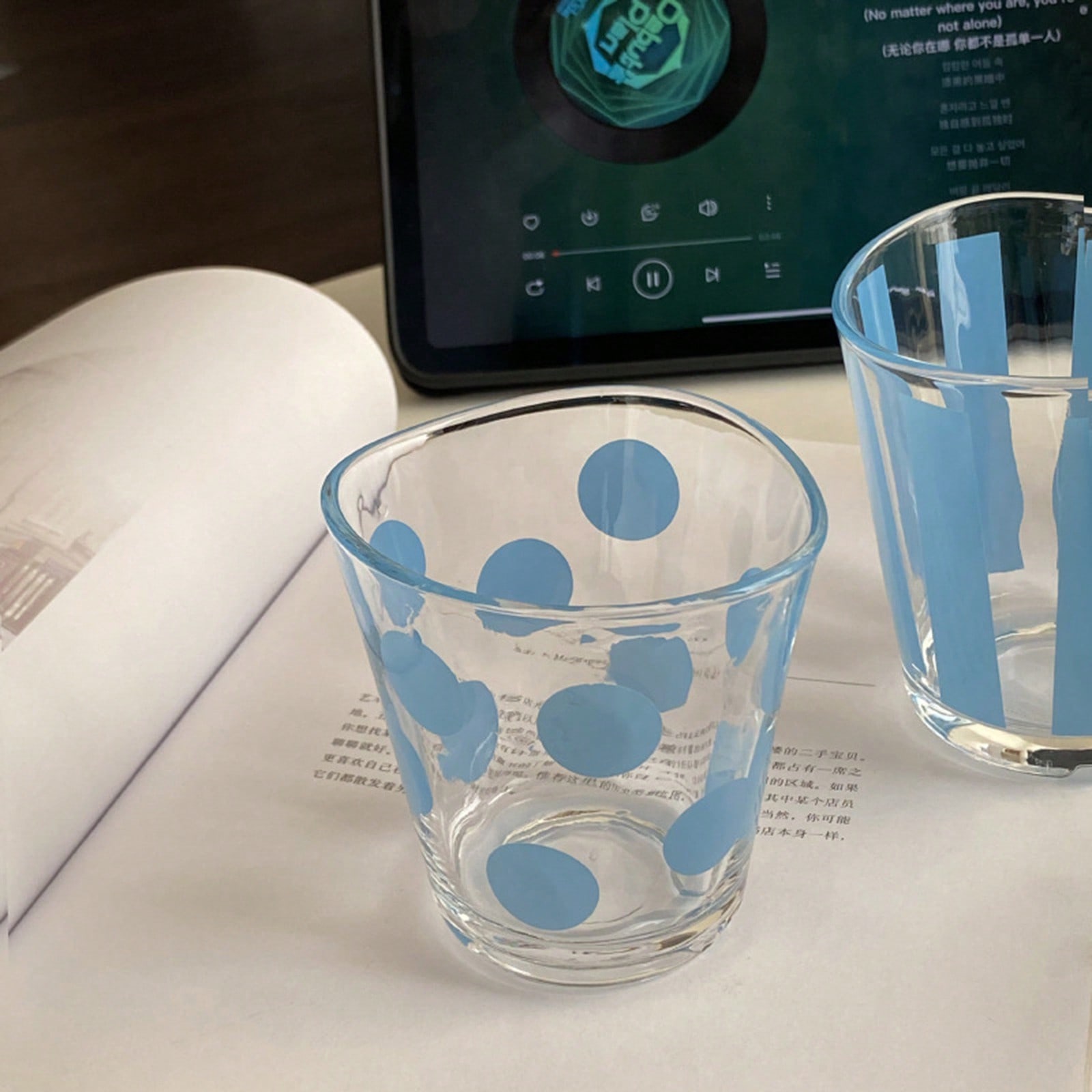 Tazza di vetro a righe retrò a - Yamazaki Home Bathroom Storage recensione e prezzo