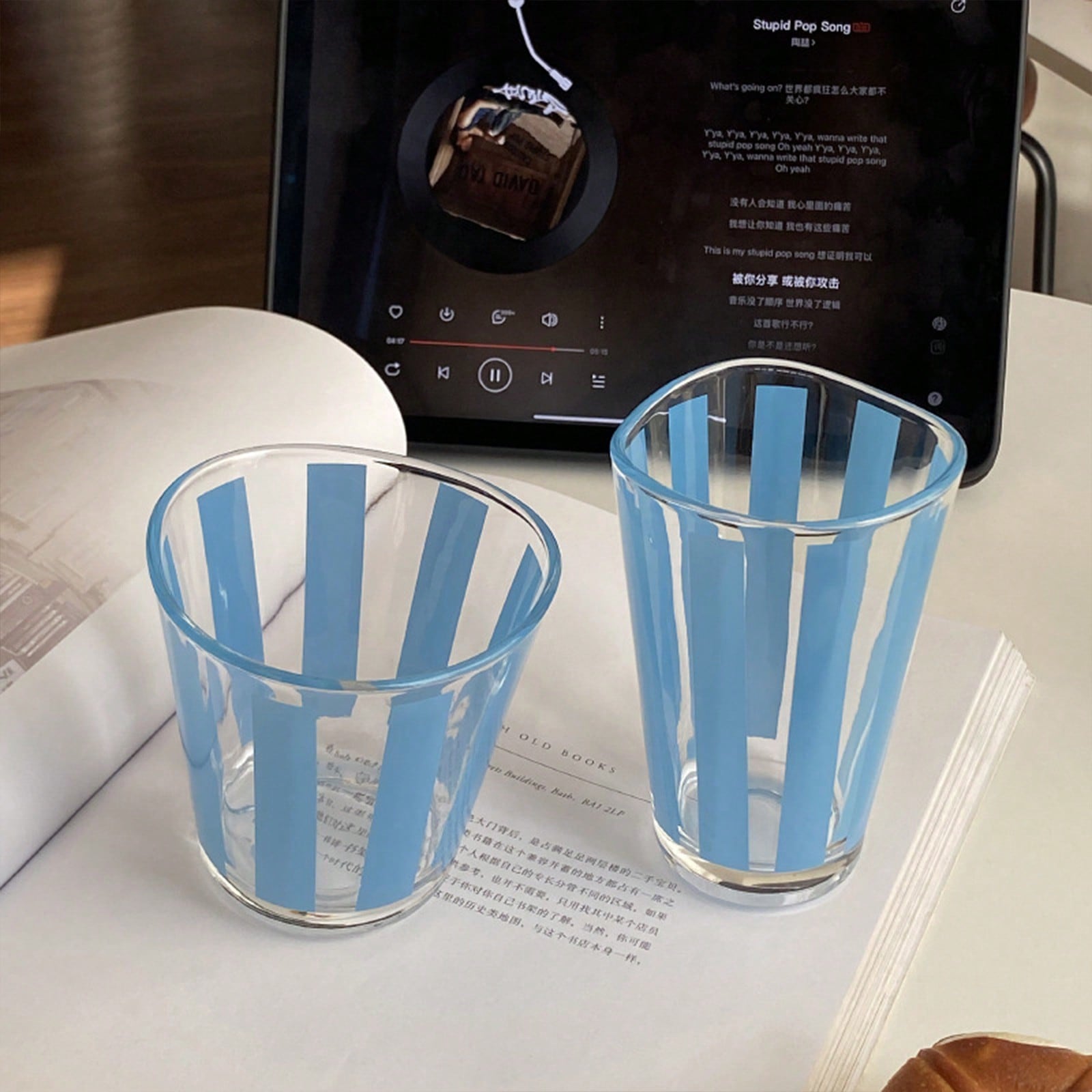 Tazza di vetro a righe retrò a - Yamazaki Home Bathroom Storage recensione e prezzo