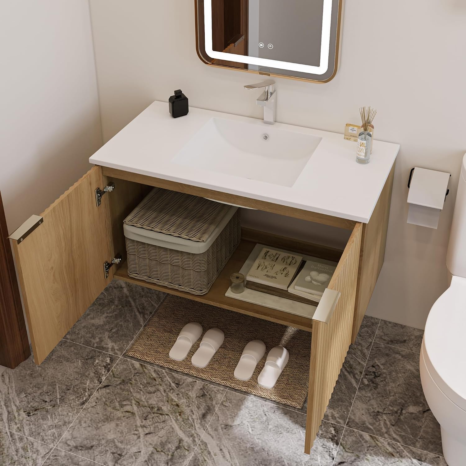 Mobile bagno moderno sospeso c - Home Bathroom Cabinets recensione e prezzo
