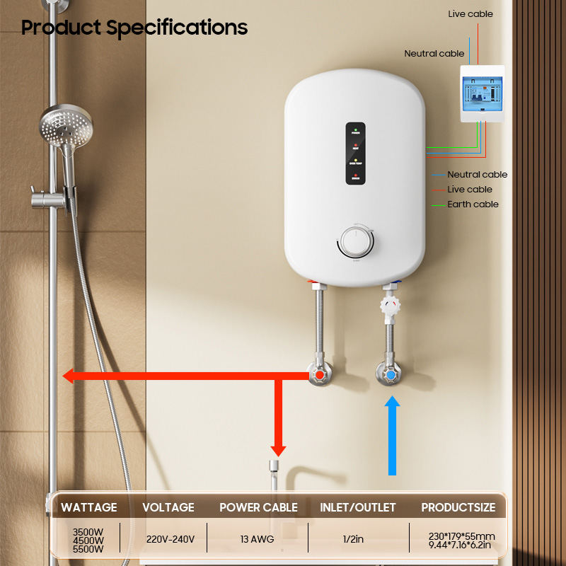 Scaldabagno elettrico istantan - Home Bathroom Geyser recensione e prezzo